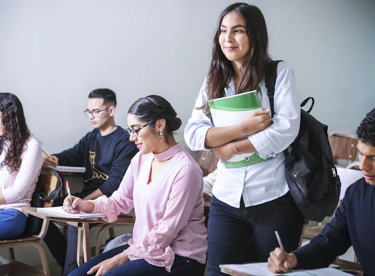 Students learning together in class